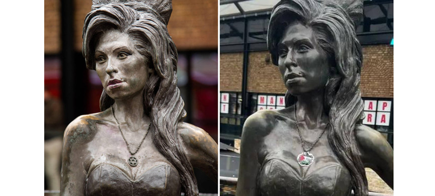 Оскверненный памятник Эми Уайнхаус