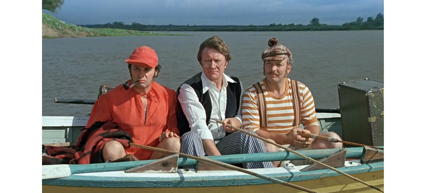 Ширвиндт (слева) с Андреем Мироновым и Михаилом Державиным в фильме «Трое в лодке, не считая собаки»