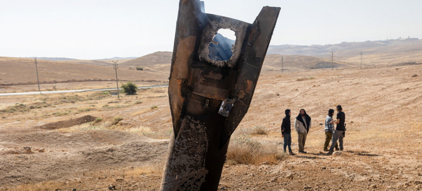 <p>Israeli settlers stand next to part of a missile protruding from the ground, following strikes from Iran, in the central Israeli-occupied West Bank, June 8, 2026. REUTERS/Naama Stern ISRAEL OUT. NO COMMERCIAL OR EDITORIAL SALES IN ISRAEL</p>