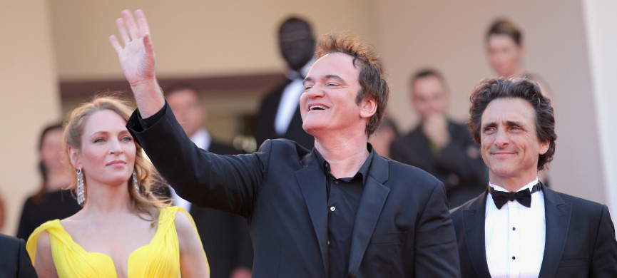 <p>CANNES, FRANCE - MAY 23: Actress Uma Thurman, director Quentin Tarantino and producer Lawrence Bender attend the "Clouds Of Sils Maria" premiere during the 67th Annual Cannes Film Festival on May 23, 2014 in Cannes, France. (Photo by Gisela Schober/Getty Images)</p>