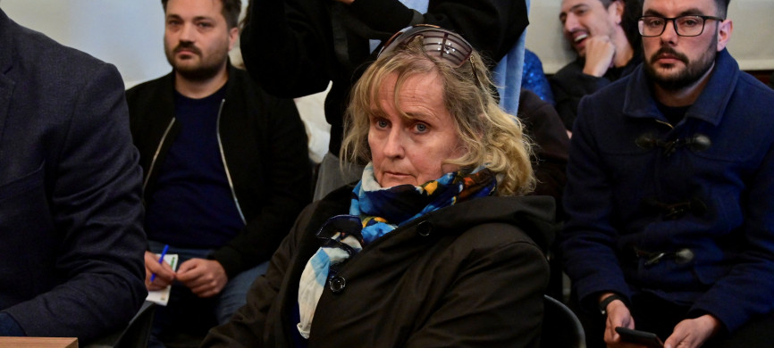 <p>Patricia Kadgien, daughter of a former Nazi official, attends a hearing on charges of concealment and obstruction of justice, after authorities recovered a portrait of Contessa Colleoni by Italian artist Giuseppe Ghislandi, an iconic painting stolen decades ago by the Nazis, in Mar del Plata, Argentina September 4, 2025. REUTERS/Jose Scalzo</p>